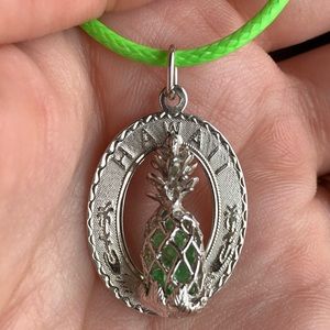 Vintage Sterling Hawaii Green Pineapple Necklace